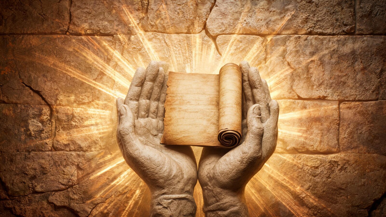 Symbolic image of ancient covenant hands holding a sacred scroll, representing God's covenants across history